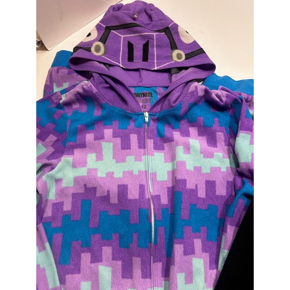 Fortnite Kids 10/12 Purple Llama Loot & Skeleton Onesie Pajamas - Picture 3 of 9